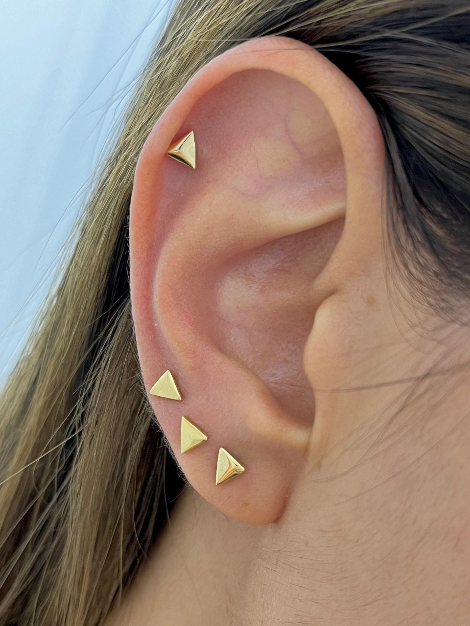 Aros Topos Triángulos Mini Oro Laminado 18k