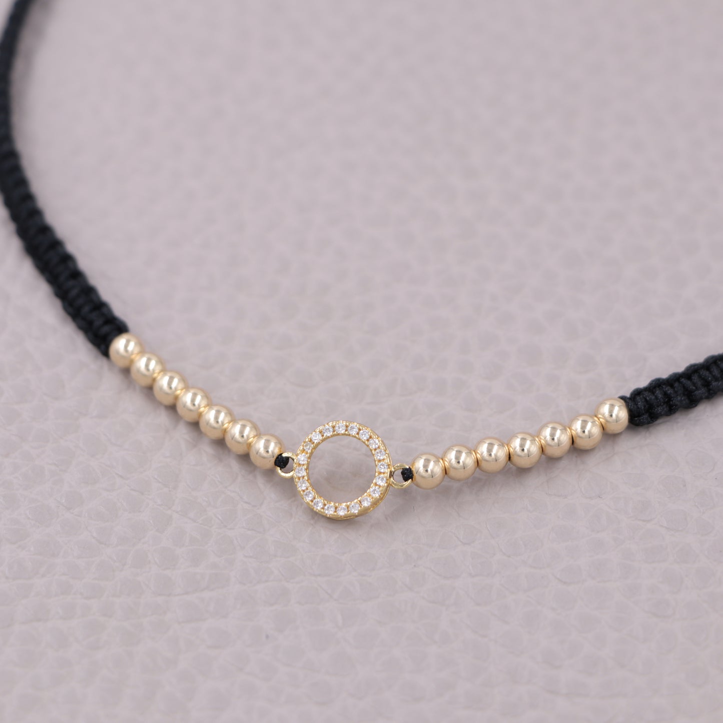 Gargantilla Con Aro Circonias Macramé Oro Laminado 18k