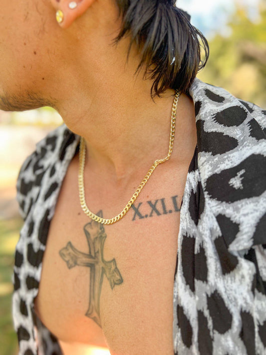 Cadena Tejido Cubana Gruesa Unisex Oro Laminado 18k