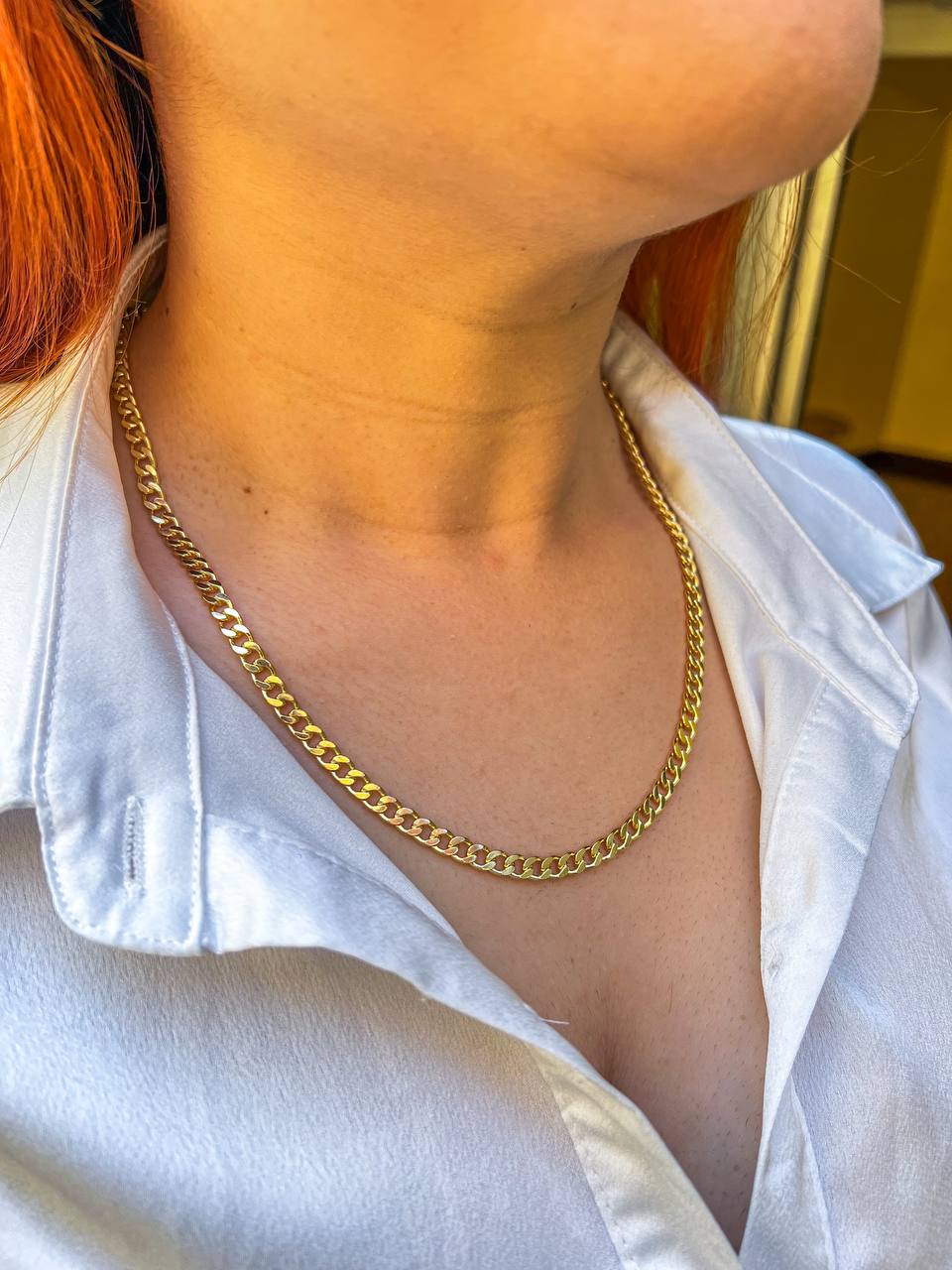 Cadena Tejido Cubana Gruesa Unisex Oro Laminado 18k