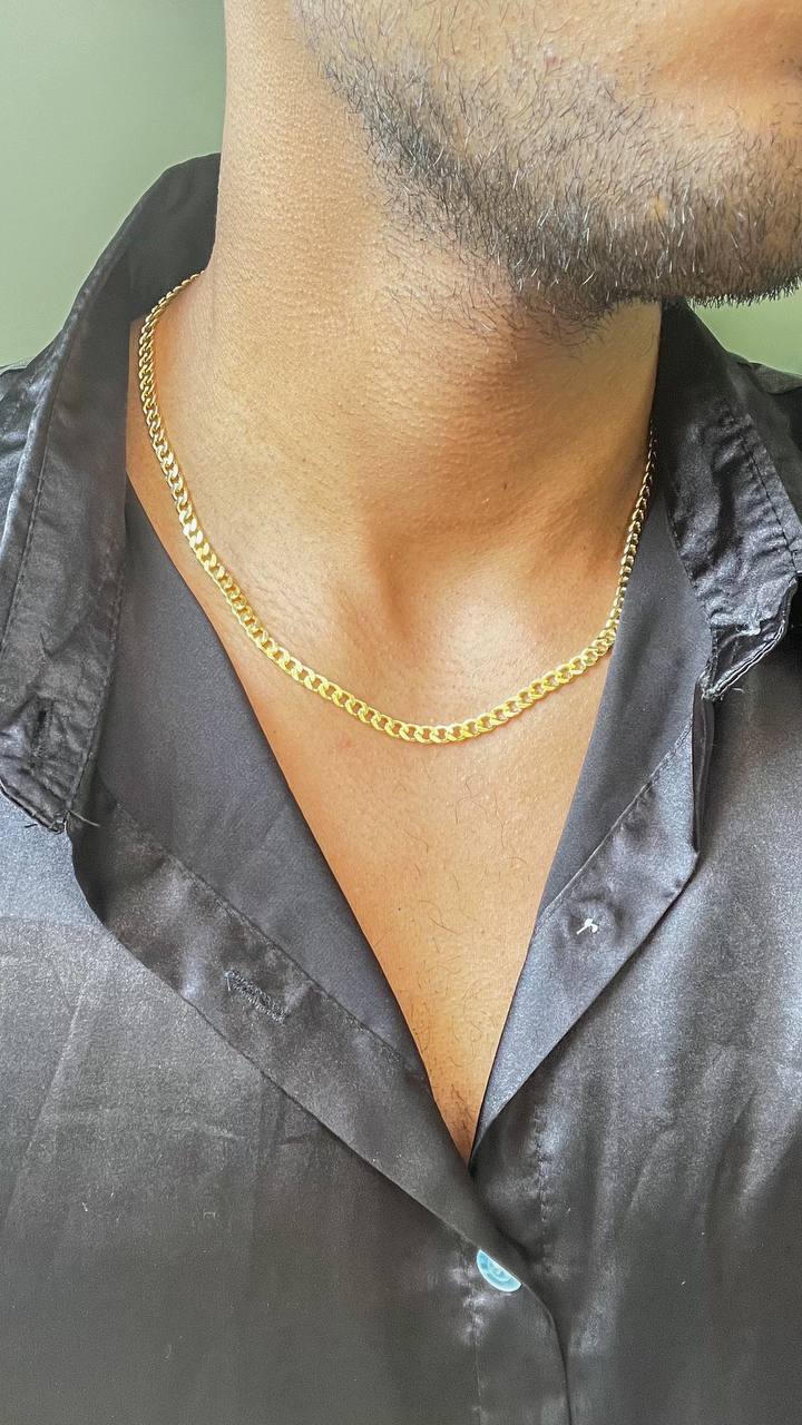 Cadena Tejido Cubana Gruesa Unisex Oro Laminado 18k