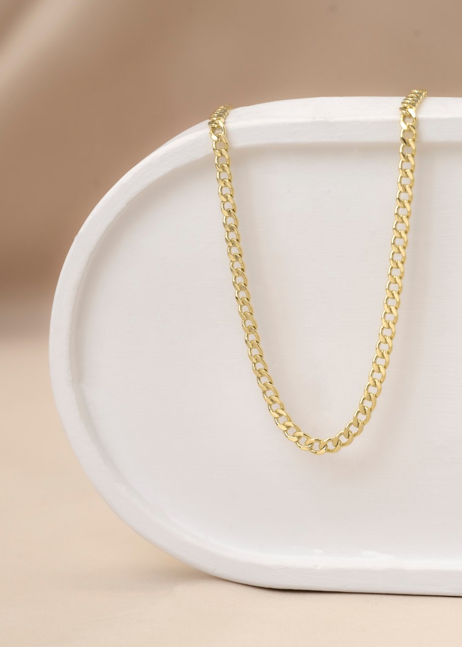 Cadena Cubana Semi-Delgada Oro Laminado 18k