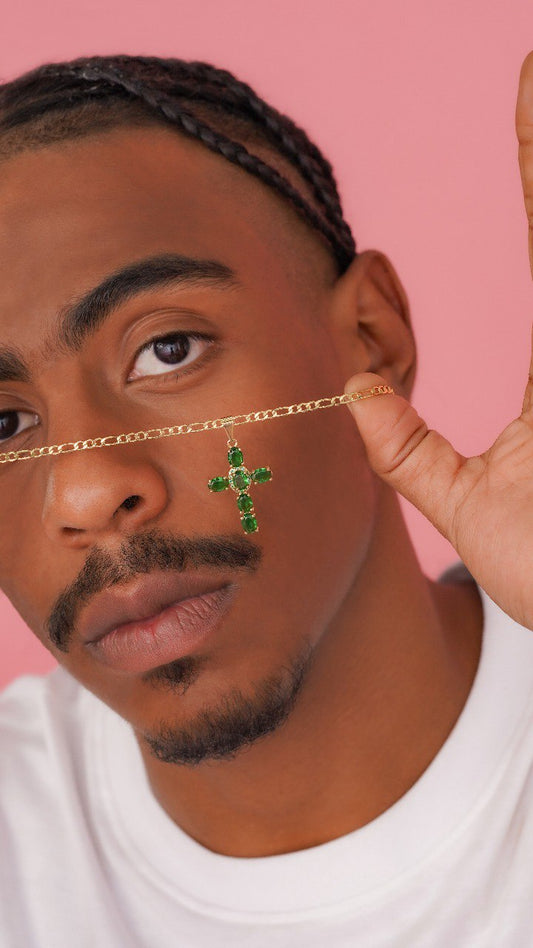 Cadena Tejido Cartier Clásica Semi Delgada Y Colgante Cruz Brightness en Oro Laminado 18k