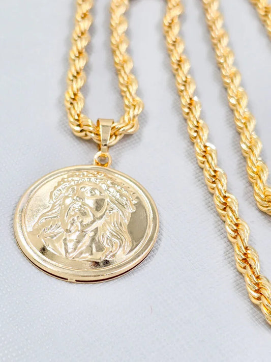 Medalla Cristo Oro Laminado 18k
