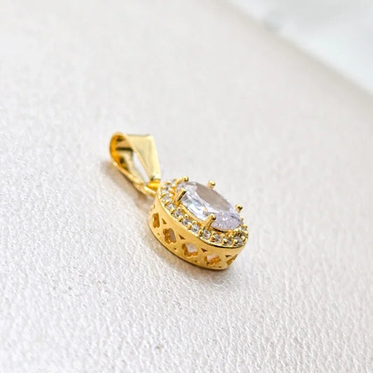 Dije Ovalado Circonias Oro Laminado 18k