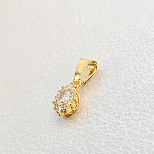 Dije Ovalado Pequeño Circonias Oro Laminado 18K
