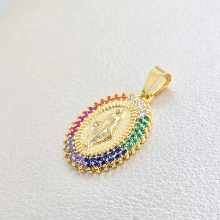 Colgante Virgen Milagrosa Colors Oro Laminado 18k