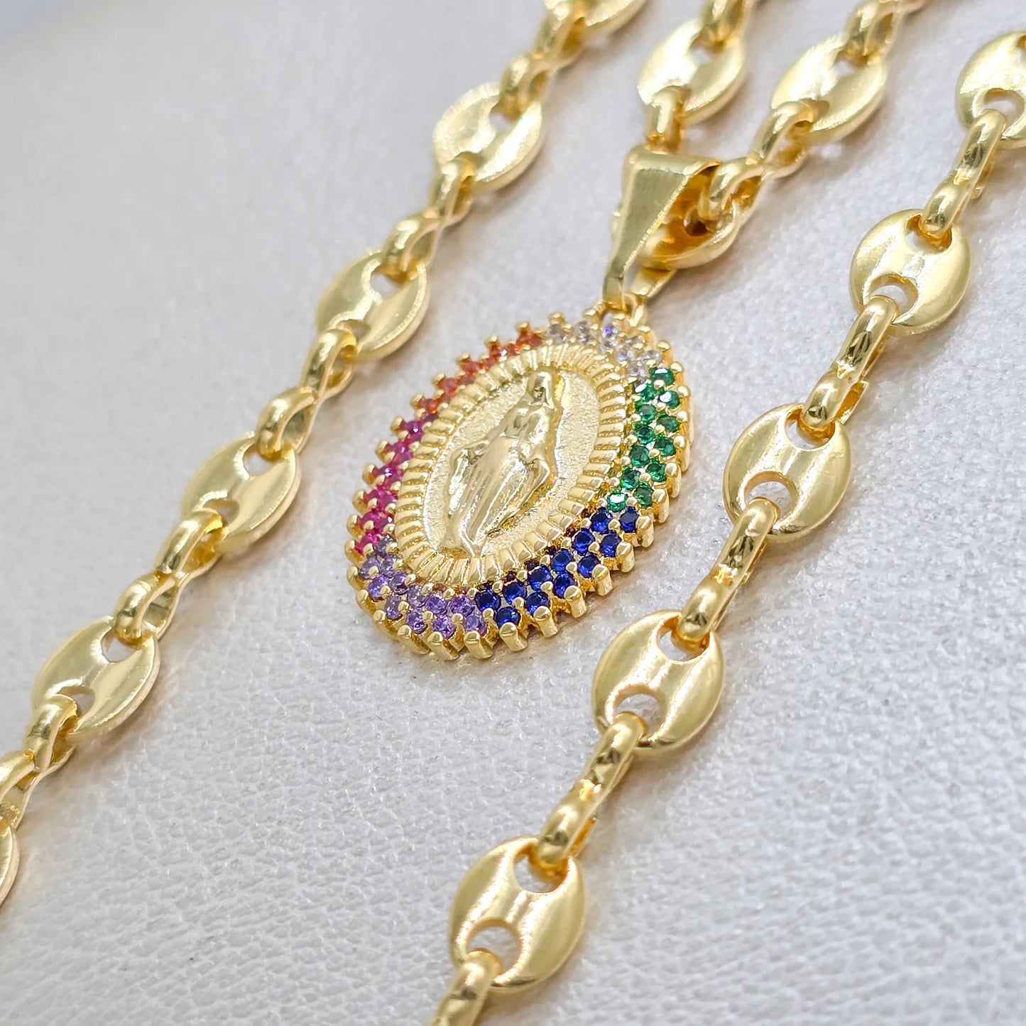 Colgante Virgen Milagrosa Colors Oro Laminado 18k