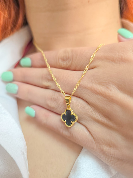 Cadena Tejido Singapur Alargada Y Colgante Van Cleef Oro Laminado 18k