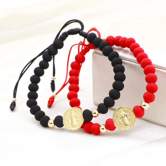 Brazaletes De protección San Benito Para Parejas Oro Laminado 18K