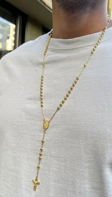 Rosario Balín Semi-Grueso oro laminado 18k