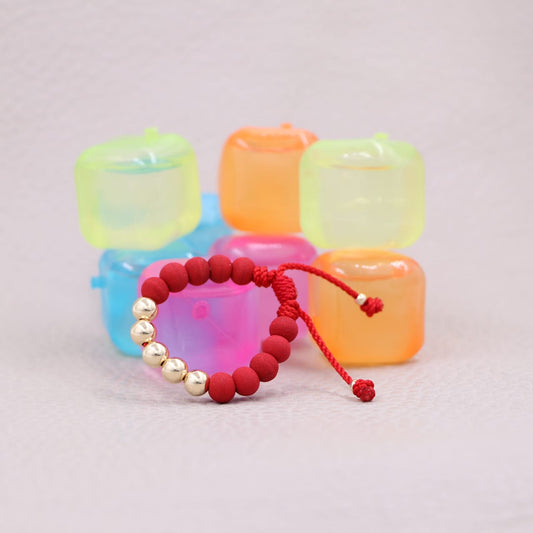 Brazalete Rojo Balín Oro Laminado 18K