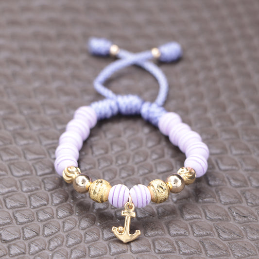 Brazalete Con Colgante Ancla Balín Oro Laminado 18k