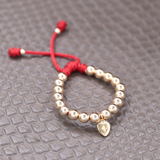 Brazalete Dorado Con Corazón Balín Oro Laminado 18k