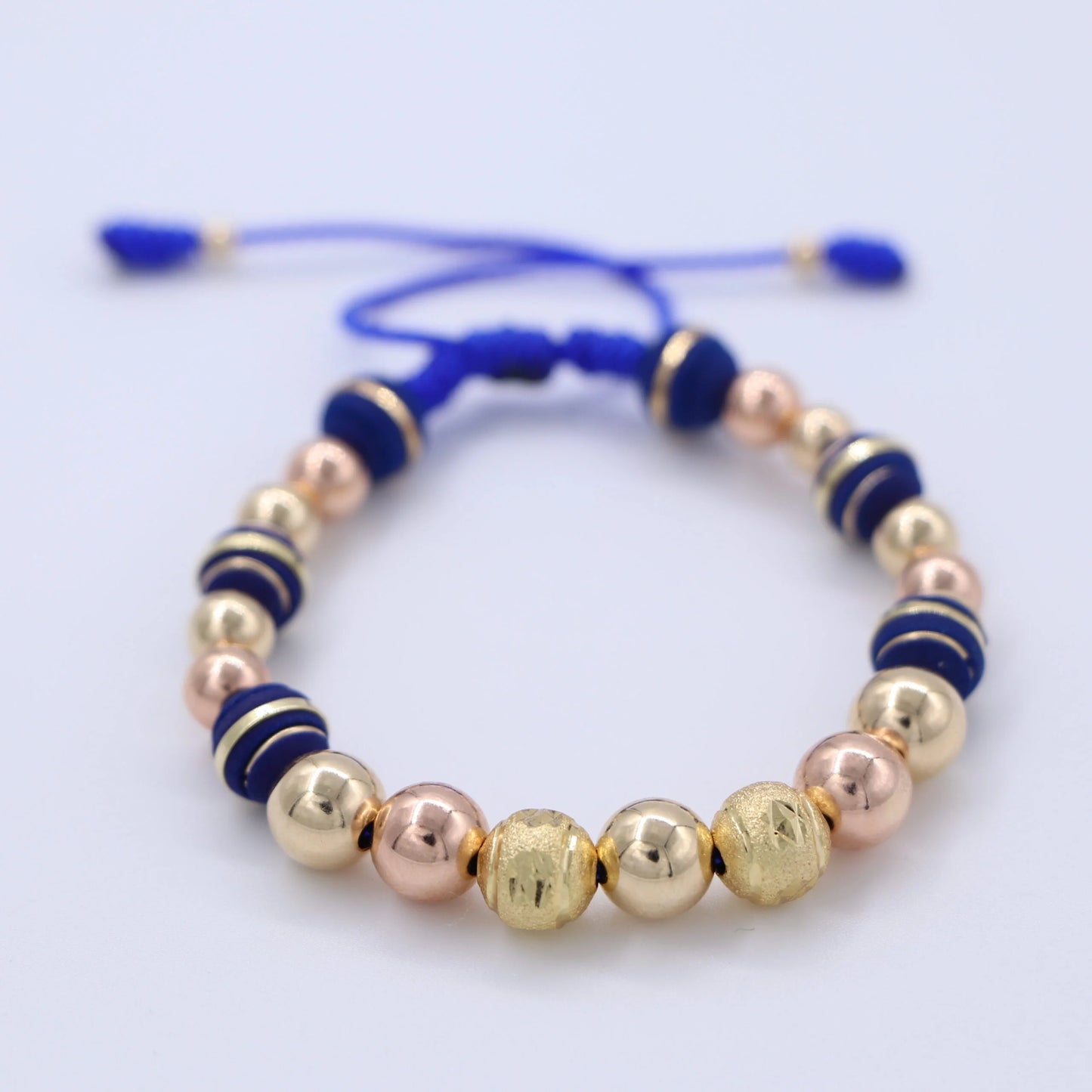 Brazalete Azul Balín Oro Laminado 18k