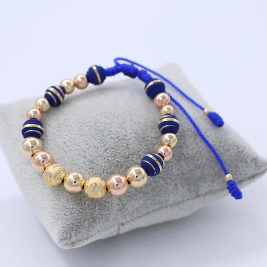 Brazalete Azul Balín Oro Laminado 18k