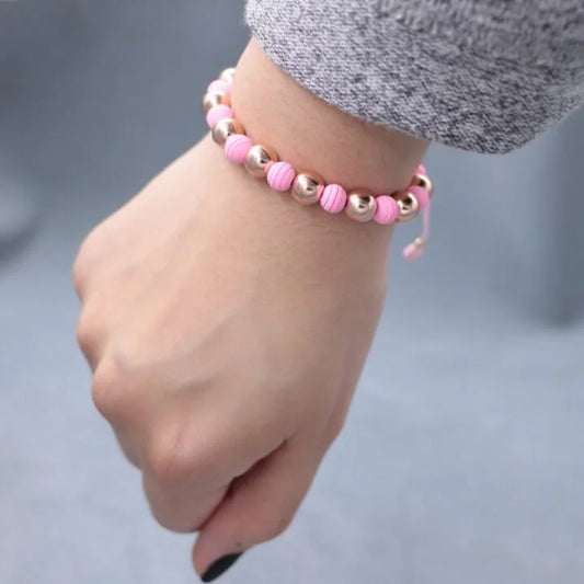 Brazalete Balín Rosado Oro Laminado 18k