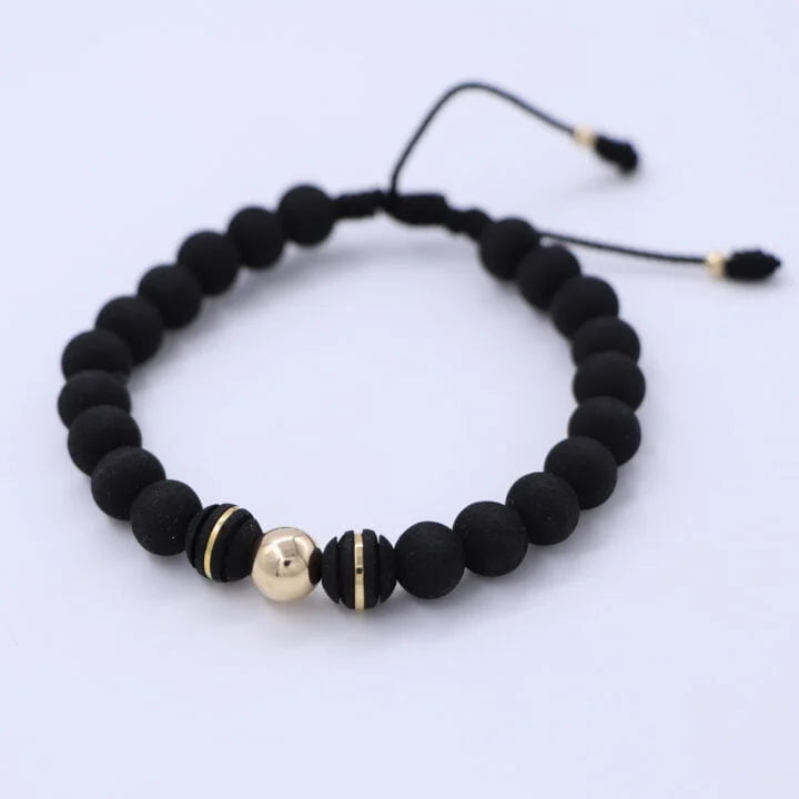 Brazalete Negro Balín Oro Laminado 18k