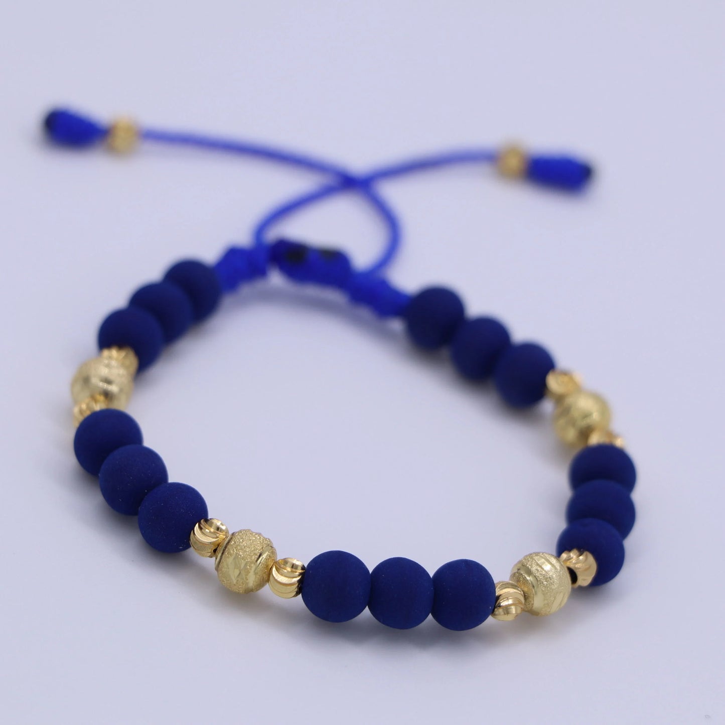 Brazalete Azul Balín Oro Laminado 18k