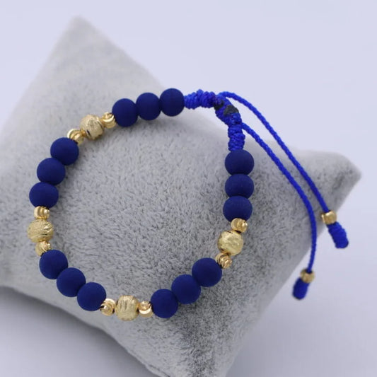 Brazalete Azul Balín Oro Laminado 18k
