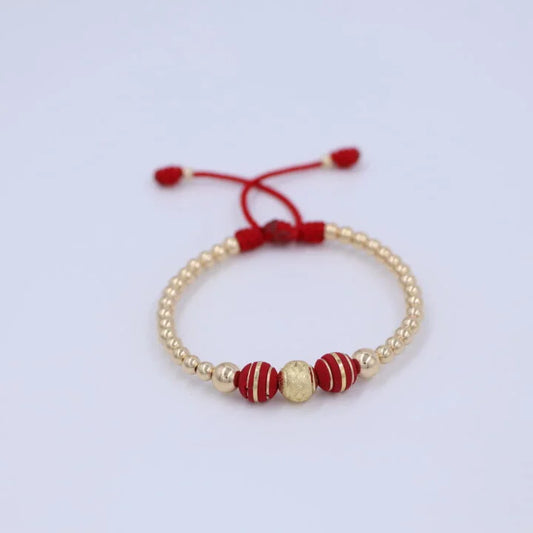 Brazalete Rojo Balín Oro Laminado 18k