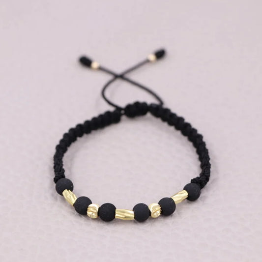 Brazalete Macramé Balín Canutillo Oro Laminado 18k