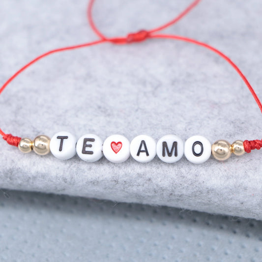 Brazalete Rojo Te Amo Balín Oro Laminado 18k