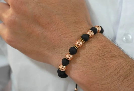 Brazalete Negro Balín Oro Laminado 18k