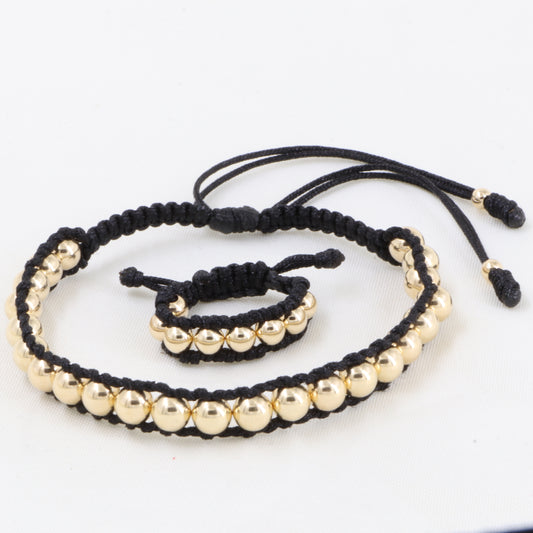 Conjunto Pulsera y Anillo tubular Oro Laminado 18k