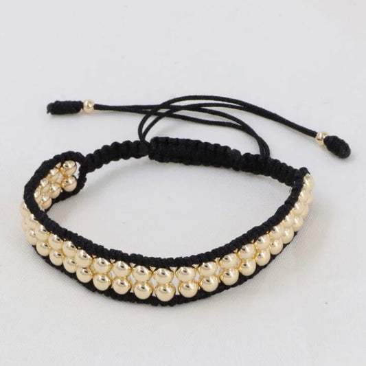 Brazalete Tubular Doble Oro Laminado 18k