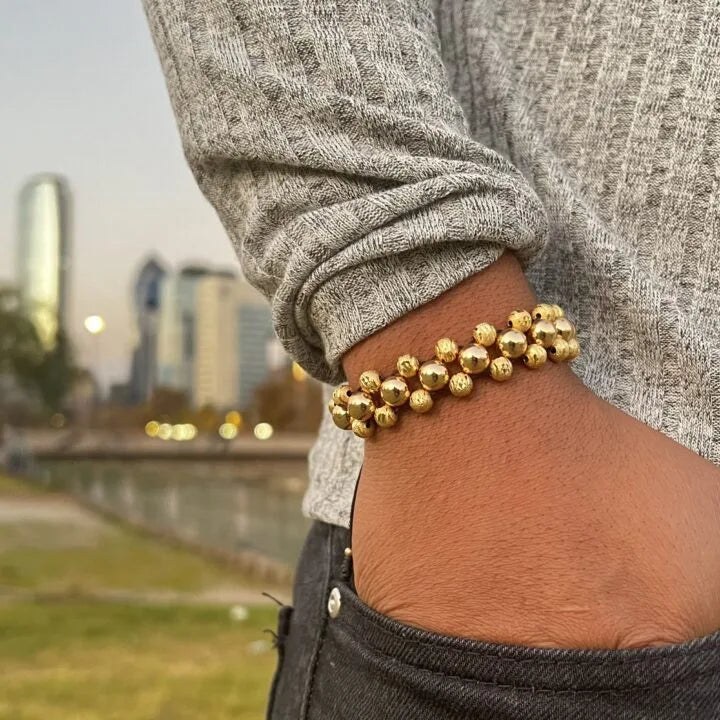 Brazalete Balín Diamantado En Oro Laminado 18k