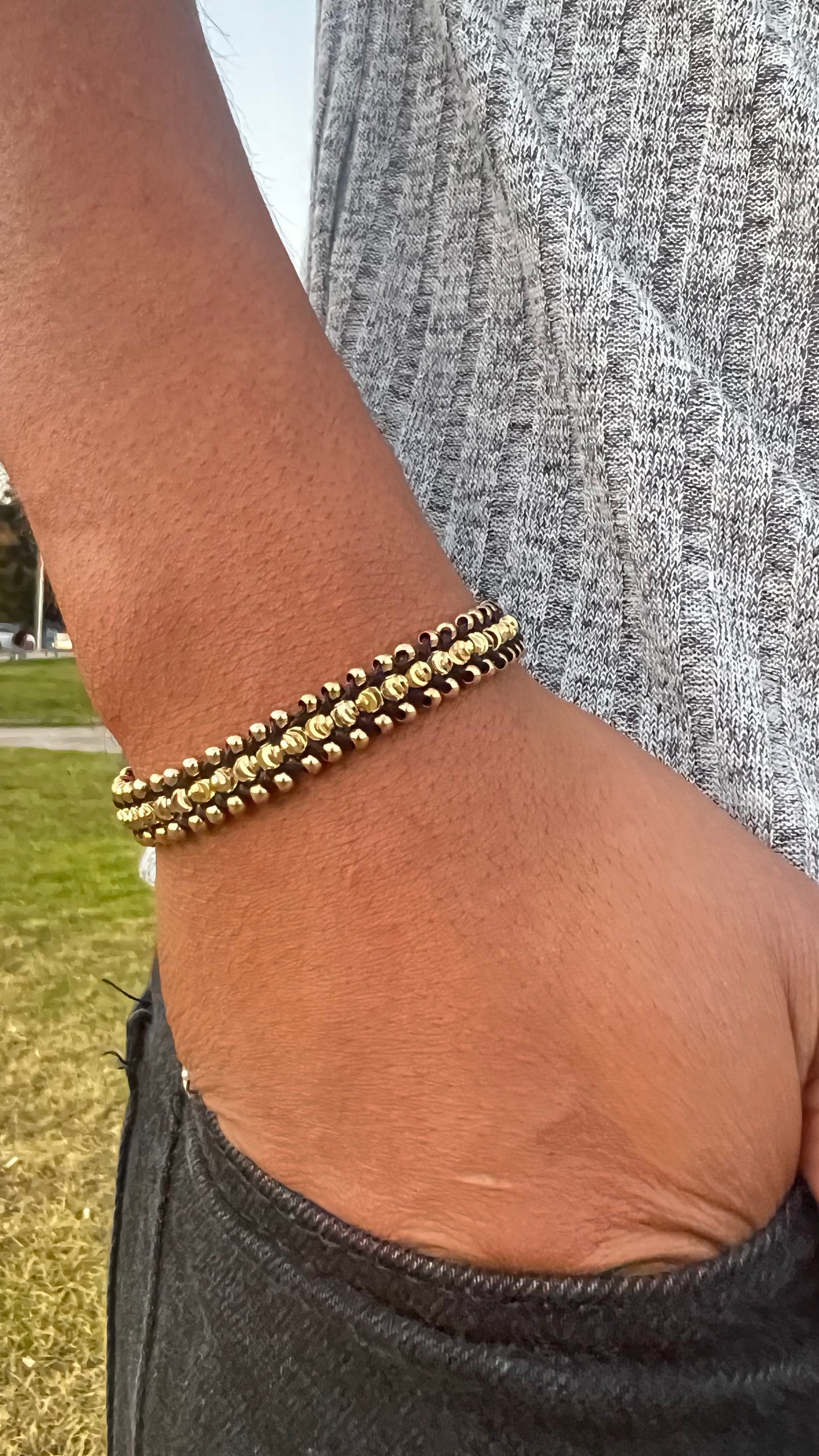 Brazalete Triple Carril Oro Laminado 18k