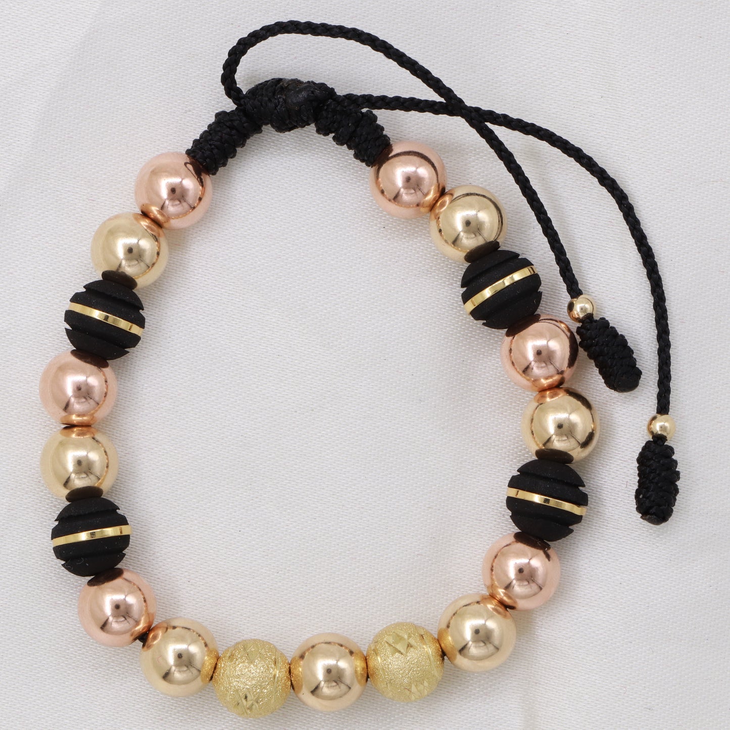 Brazalete Negro Balín Oro Laminado 18k