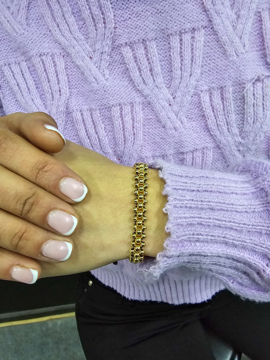 Brazalete Ajustable Clase En Cada Detalle Oro Laminado 18k