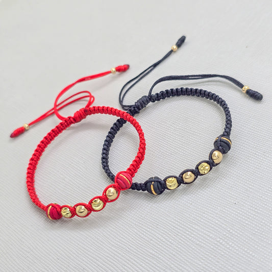 Brazaletes Artesanales en Macramé Oro Laminado 18k