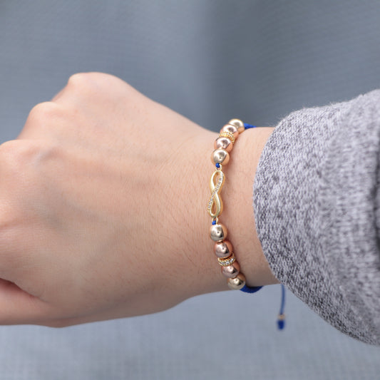 Brazalete Con Herraje Infinito Balín Oro Laminado 18k