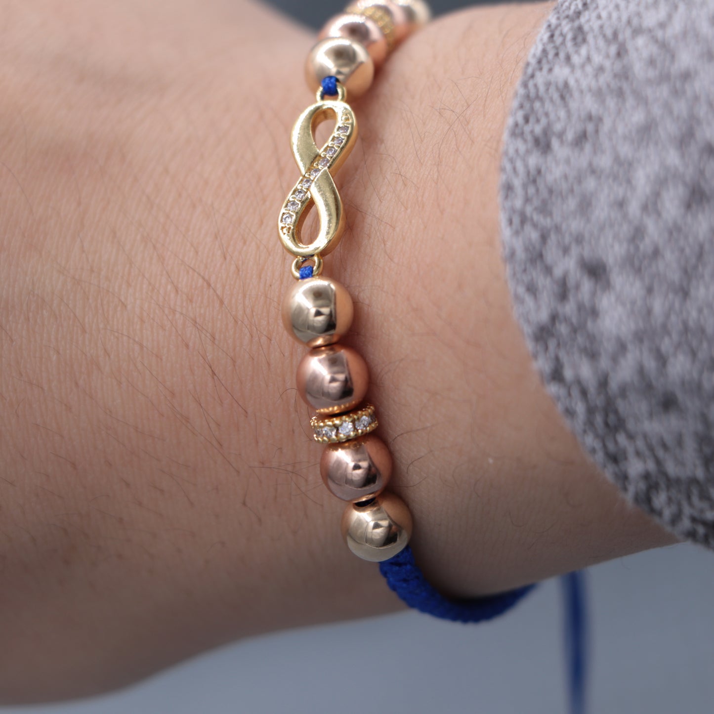 Brazalete Con Herraje Infinito Balín Oro Laminado 18k