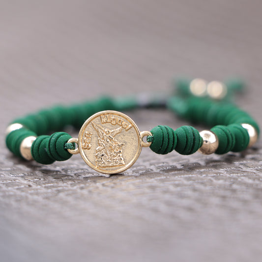Brazalete Con Herraje Arcángel Oro Laminado 18k