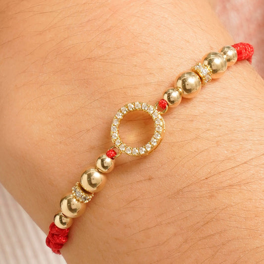 Brazalete Con Herraje Argolla Balín Oro Laminado 18k