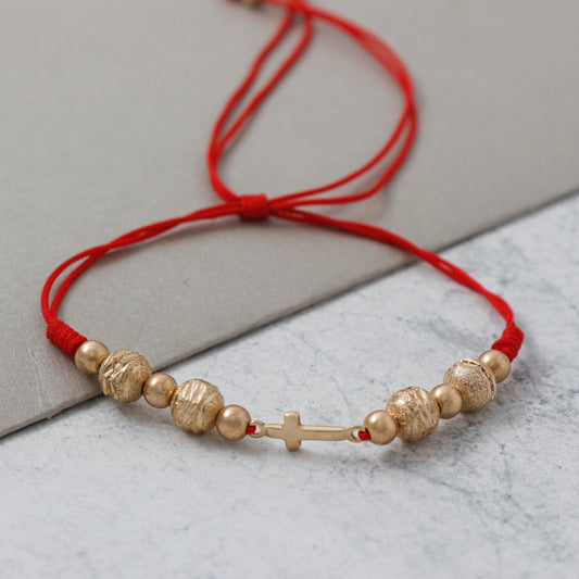 Brazalete Herraje Cruz Inri Balín Oro Laminado 18k