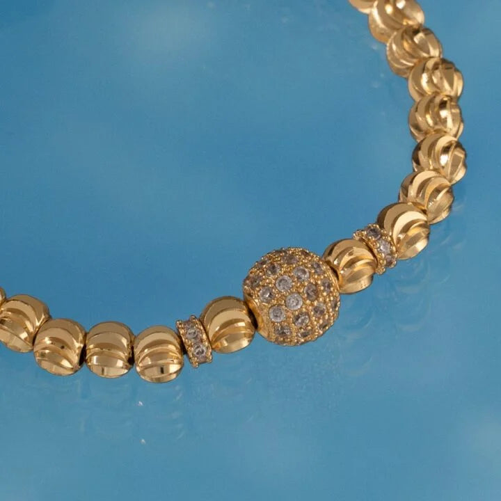 Brazalete Dorado Herraje Bola de Fuego Balín Oro Laminado 18k