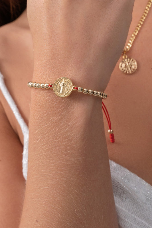 Brazalete San benito En Oro Laminado 18k