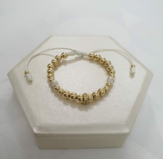Brazalete Con Rondel Grande Oro Laminado 18K