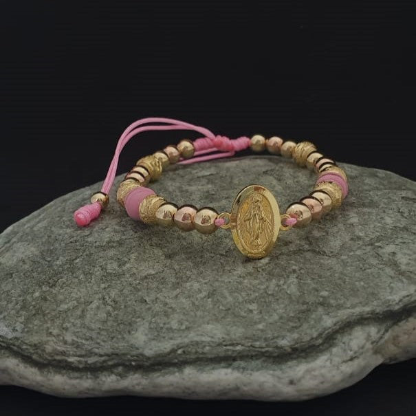Brazalete Virgen Milagrosa Oro Laminado 18k