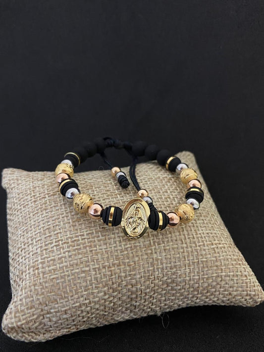 Brazalete Virgen Milagrosa Tres Oros Oro Laminado 18k