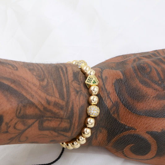 Brazalete Con Hexágono Oro Laminado 18k