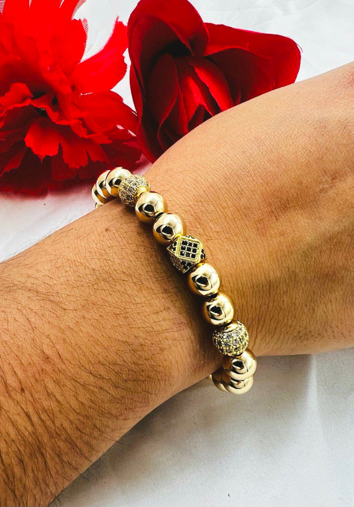 Brazalete Con Hexágono Oro Laminado 18k
