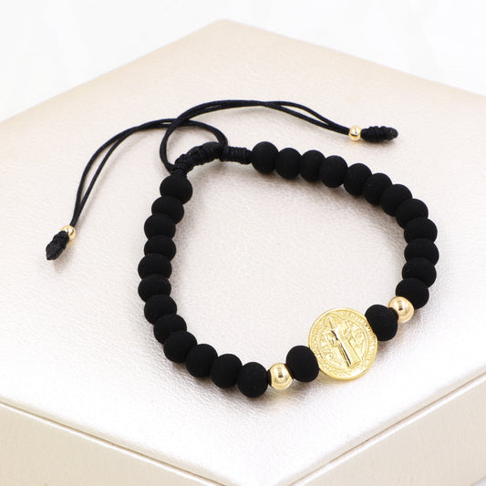 Brazalete San Benito En Oro Laminado 18K