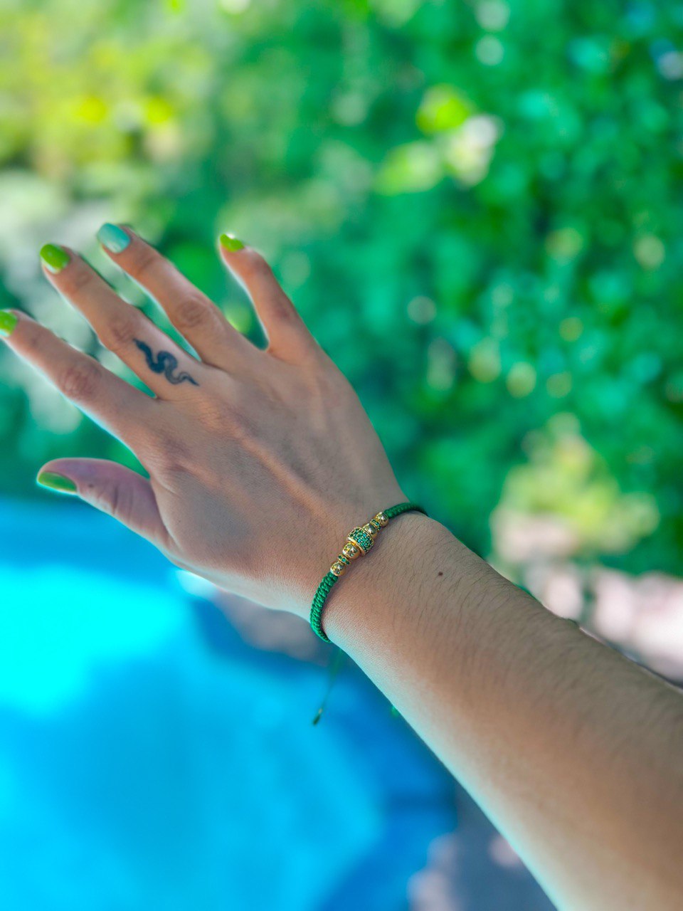 Brazalete Macrame Con Rondeles Oro Laminado 18K