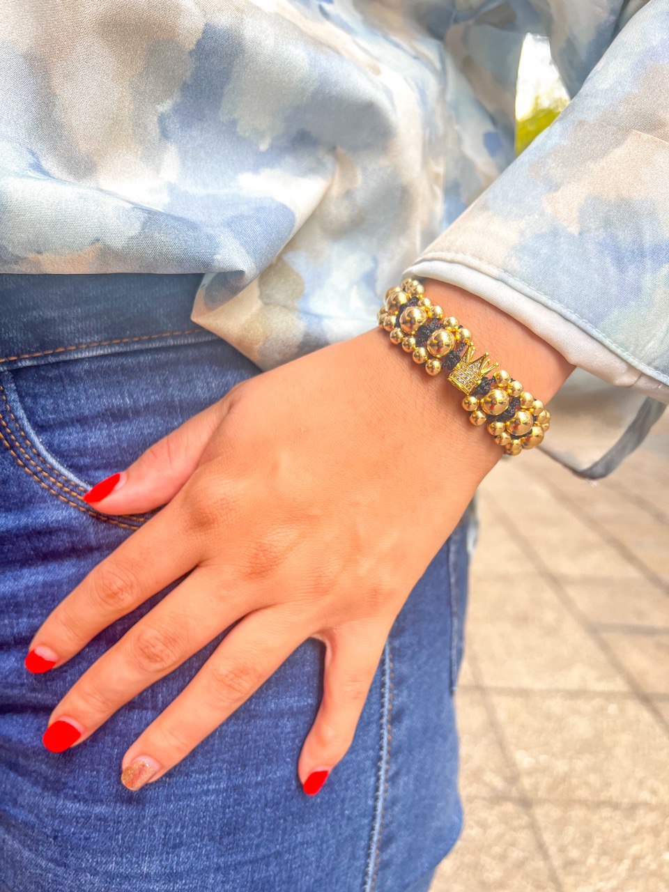 Brazalete Corona Shiny En Oro Laminado 18k